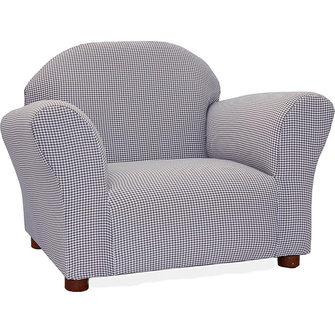 Keet Roundy Kid's Chair Gingham, Wood, Navy - LeafyLoom