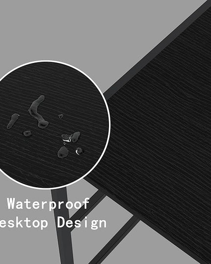 Folding Small Computer Desk, Foldable Space-Saving Home Office Table, Simple Study Writing Gaming Workstation for Small Space, No Assembly Needed, Black - LeafyLoom