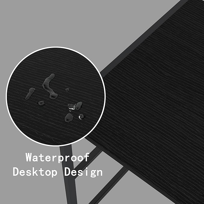 Folding Small Computer Desk, Foldable Space-Saving Home Office Table, Simple Study Writing Gaming Workstation for Small Space, No Assembly Needed, Black - LeafyLoom