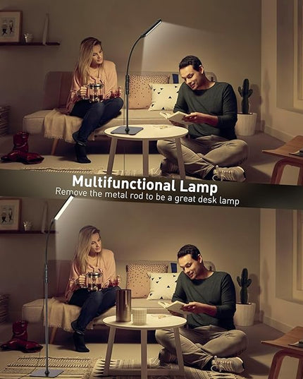 LED Floor Lamp, Bright Floor Lamps for Living Room, Dimmable 3 Color Modes 3000K-6000K & 10 Brightness Standing Lamp, Gooseneck Reading Lamp with Remote Button & Touch Control for Bedroom - LeafyLoom