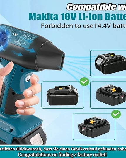 Mini Jet Blower Portable Violent Turbo Fan,Electric Compressed Air Duster for Makita Battery,Camping,Outdoors,Car,130000RPM High Speed Fan(18V Battery Not Included) - LeafyLoom