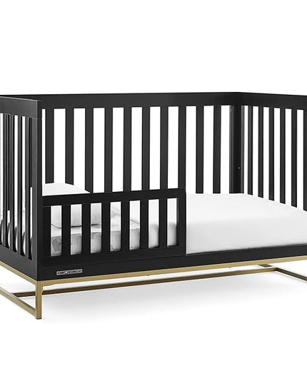 Delta Children Jade 4-in-1 Convertible Crib - Greenguard Gold Certified, Ebony/Bronze - LeafyLoom