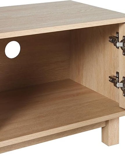 Walker Edison Walton Modern Fluted-Door Low Stand for TVs up to 65 Inches, 58 Inch, Coastal Oak - LeafyLoom