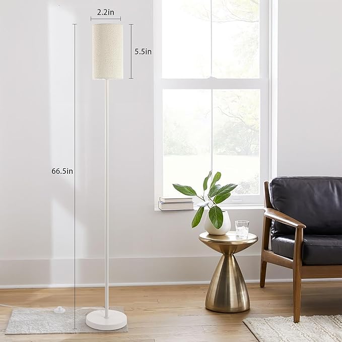 Floor Lamps for Living Room Modern Tall Lamp for Bedroom Office Corner (White, 65'') - LeafyLoom