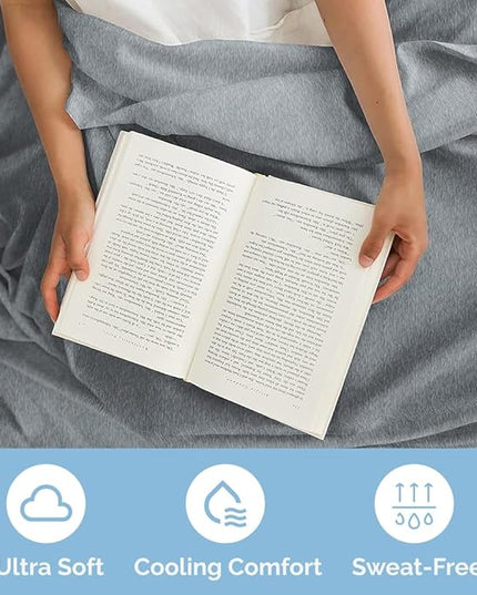 King Size 4 Piece Sheet Set - Comfy Breathable & Cooling Sheets - Hotel Luxury Bed Sheets for Women & Men - Deep Pockets, Easy-Fit, Soft & Wrinkle Free Sheets - Heathered Blue Oeko-Tex Bed Sheet Set - LeafyLoom