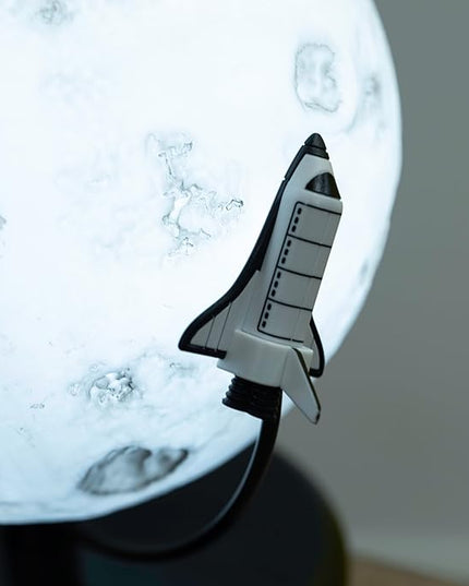 Fizz Creations NASA Inspired Moon Mood Light. Features a Realistic Cratered Effect and a Gentle Orbiting Rocket. Battery Powered. Portable. NASA Inspired Space Merchandise from - LeafyLoom