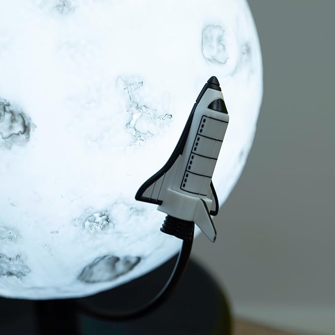 Fizz Creations NASA Inspired Moon Mood Light. Features a Realistic Cratered Effect and a Gentle Orbiting Rocket. Battery Powered. Portable. NASA Inspired Space Merchandise from - LeafyLoom