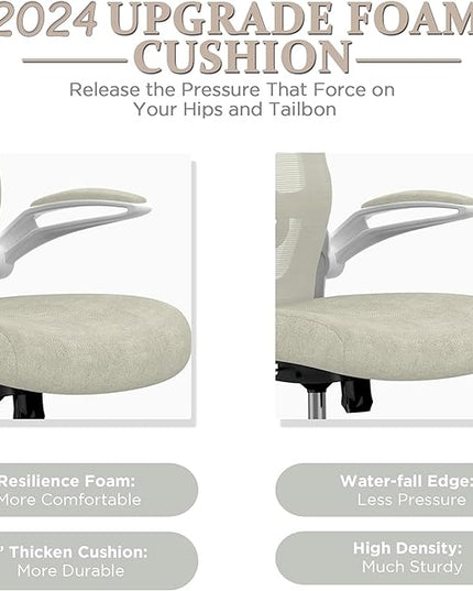 Mimoglad Office Chair, High Back Ergonomic Desk Chair with Adjustable Lumbar Support and Headrest, Swivel Task Chair with flip-up Armrests for Guitar Playing, 5 Years Warranty - LeafyLoom