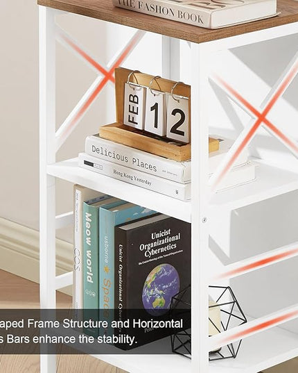 Bookcase, Industrial Small Bookshelf,3-Tier Bookcase Storage Organizer, Small Book Shelf for Small Spaces, Living Room, Bedroom and Home Office, White&Brown - LeafyLoom