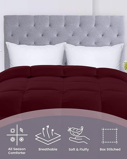 Utopia Bedding All Season 250 GSM Comforter - Plush Siliconized Fiberfill - Box Stitched (King/Cal King Size, Burgundy) - LeafyLoom