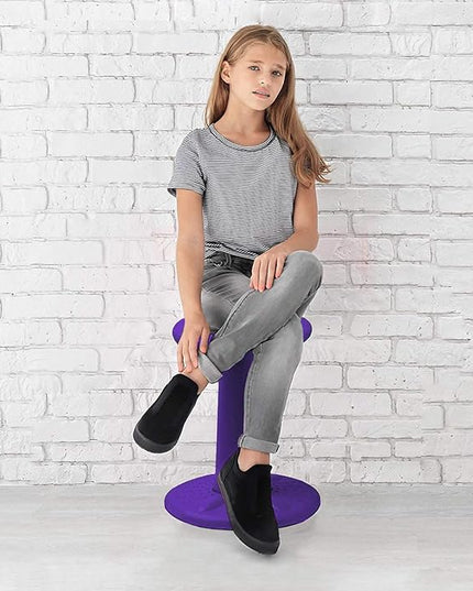 Studico ActiveChairs Kids Wobble Chair, Flexible Elementary Classroom Seating, Improves Focus, Posture and Helps ADHD/ADD, Sensory Desk Chairs, Pre-Teen 17.75" Active Fidget Chairs, Ages 7-12, Purple - LeafyLoom