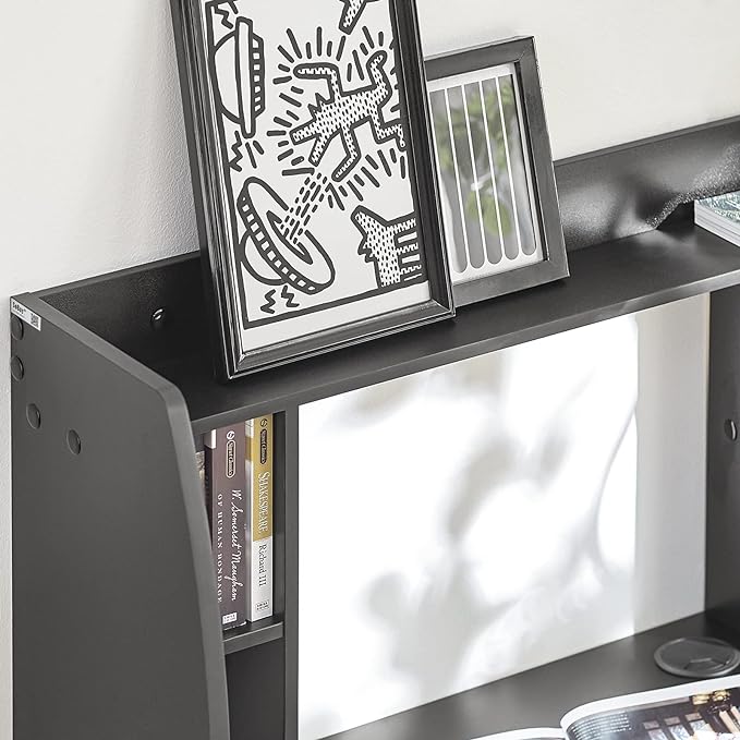 Haotian Home Office Table Desk Workstation Computer Desk with Storage Shelves, Trestle Desk, Black FWT18-SCH - LeafyLoom