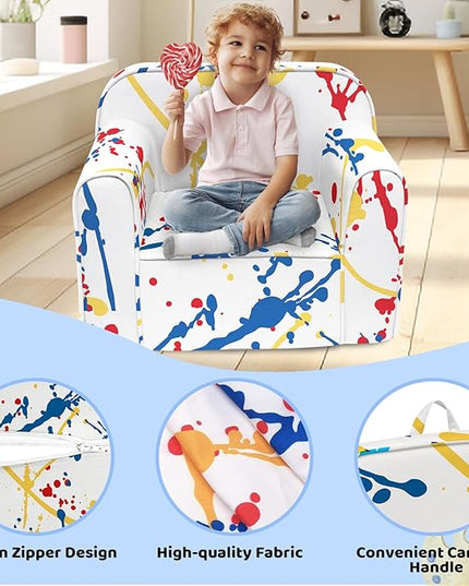 Cuddly Toddler Chair, Kids Snuggly-Soft armchair,Kids Sofa Chair with Washable and Removable Cover,Toddler Foam Chair with Friendly Carrying Handle, Reading Couch for Boys and Girls - LeafyLoom