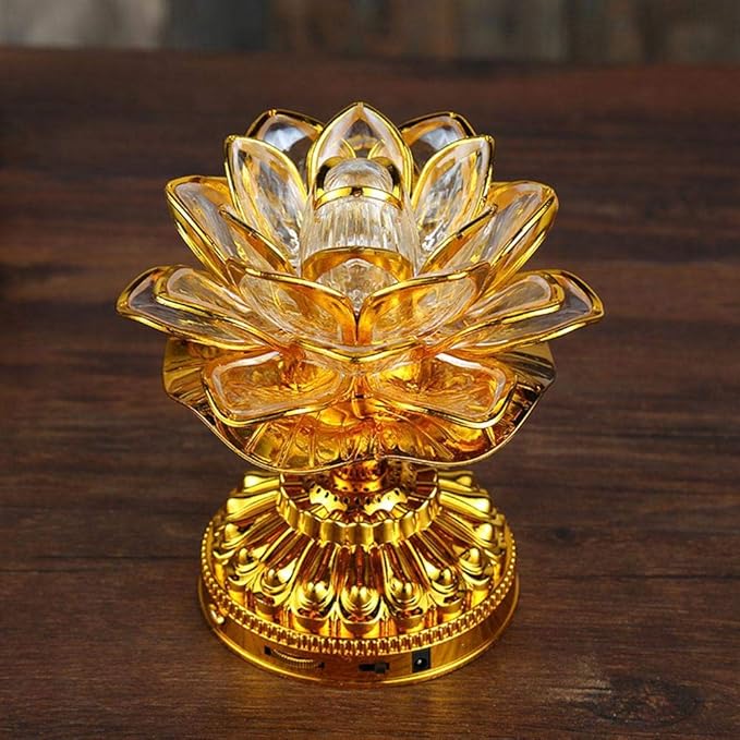 GLOGLOW Buddha Machine, LED Lotus Lamp Buddha Lamp Prayer Machine Prayer Machine with 36 Songs (without Battery) - LeafyLoom