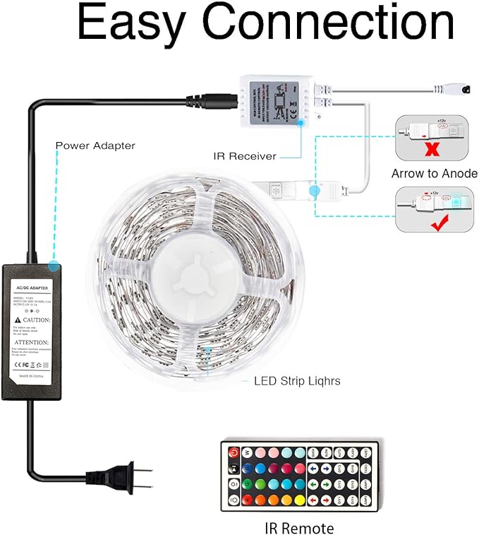 phopollo Led Lights 20ft for Bedroom Color Changing Luces Led para Decoracion RGB DIY Color Option with Power Supply and Remote Phopollo
