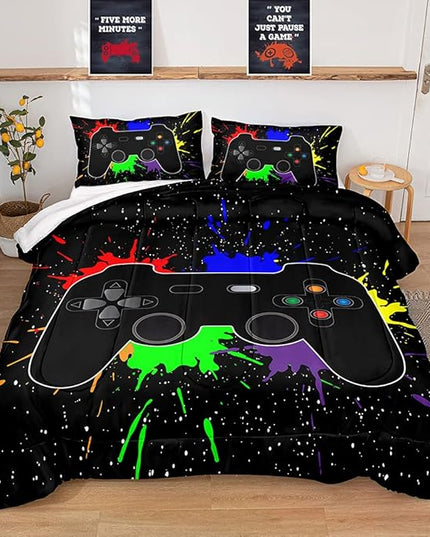 Gaming Comforter for Boys Teen,Game Contoller Bedding Set for Boys Kids,Down Alternative Comforter for All Season,Gamer Home Decor for Boys Comforter Set (Comforter-Game27, Twin) - LeafyLoom