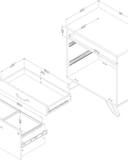 South Shore Helsy 2-Drawer File Cabinet, Lateral, Soft Elm and White - LeafyLoom