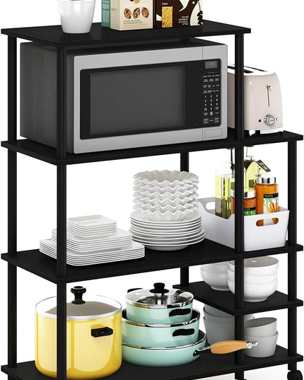 Furinno Turn-N-Tube Kitchen Shelf Cart, Americano/Black - LeafyLoom