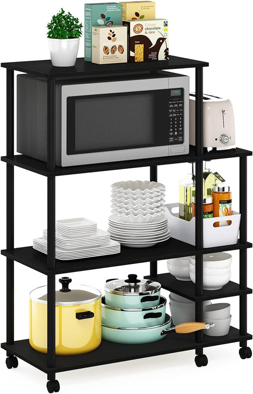 Furinno Turn-N-Tube Kitchen Shelf Cart, Americano/Black - LeafyLoom