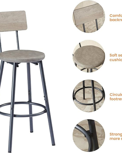 NicBex Kitchen Table Chairs Set of 4 Dining Room Set Long Bar Table Set with 3 Pu Upholstered Bar Stools, Industrial Bar Table and Chairs for Kitchen Breakfast Table, Banquet Hall, Gray - LeafyLoom