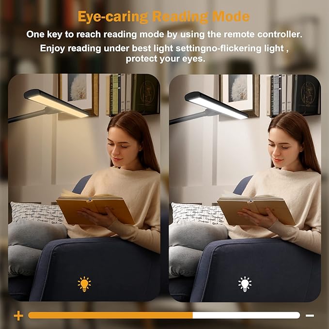 LED Desk Lamp Eye-Caring Architect Task Lamp, 18W LED 3 Modes 6 Brightness, Modern Desk Light for Home Office/Workbench/Monitor, Remote Control and Touch (Black) - LeafyLoom