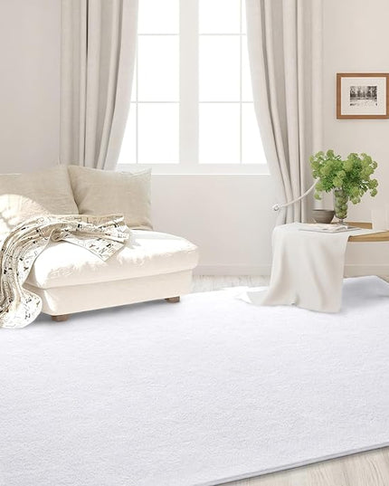 Area Rugs for Bedroom Living Room, 5x8 White Super Soft Comfy Thickened Memory-Foam Indoor Carpets, Modern Aesthetic Minimalist Carpet for Boys Girls Adults Apartment Nursery Home Décor - LeafyLoom