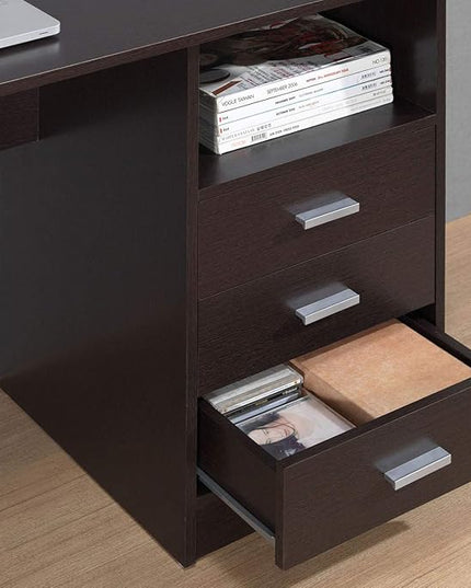 Techni Mobili Classic Computer Desk with Multiple Drawers, 29.5" x 23.6" x 51.2", Wenge - LeafyLoom