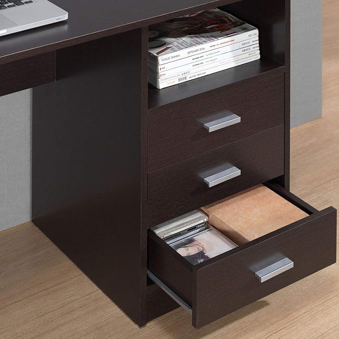 Techni Mobili Classic Computer Desk with Multiple Drawers, 29.5" x 23.6" x 51.2", Wenge - LeafyLoom