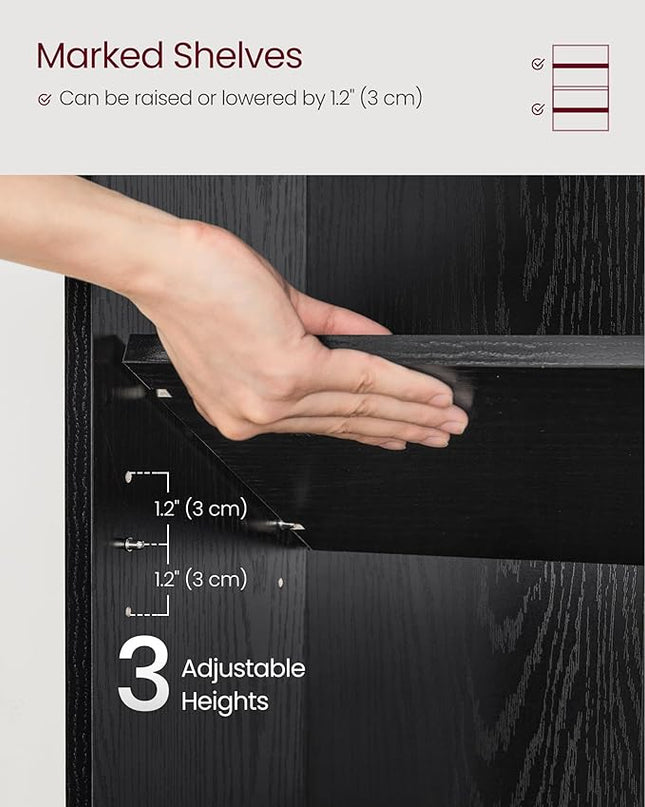 VASAGLE Bookshelf, 23.6 Inches Wide, 4-Tier Open Bookcase with Adjustable Storage Shelves, Floor Standing Unit, Ebony Black ULBC164T56 - LeafyLoom