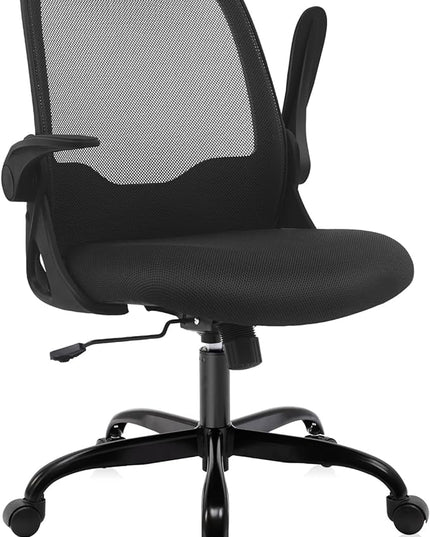 KERDOM Office Chair, Ergonomic Desk Chair, Breathable Mesh Computer Chair, Comfy Swivel Task Chair with Flip-up Armrests and Adjustable Height - LeafyLoom