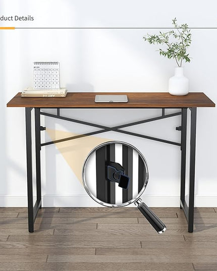 47 inch Folding Desk No Assembly Required, Writing Gaming Computer Camping Table, Home Office Desk, Mahogany - LeafyLoom