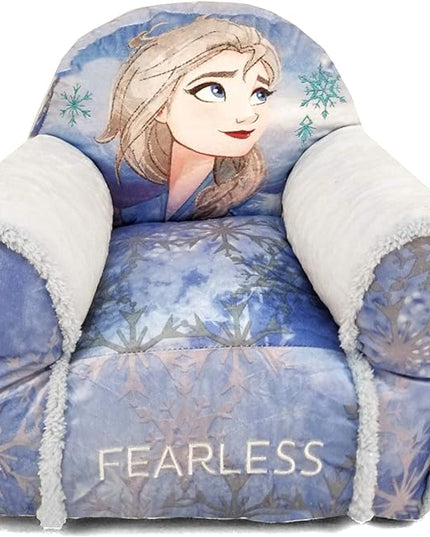 Idea Nuova Frozen Elsa Figural Disney Bean Bag Chair with Sherpa Trim,Polyester, Purple Snowflake, Ages 3+, Small - LeafyLoom