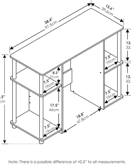 Furinno JAYA Computer Study Desk,Open Storage, Espresso - LeafyLoom