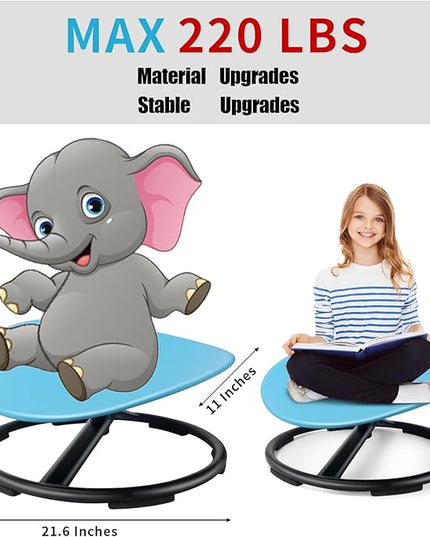 Kids Sensory Swivel Chair, Autism Sensory Chair, Spinning Chair for Autistic Kids, Small Space, Spin Seat, Metal Base, Non-Slip Design, Blue - LeafyLoom