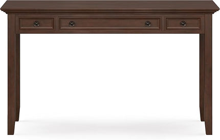 SIMPLIHOME Amherst SOLID WOOD Transitional 54 Inch Wide Desk in Russet Brown, For the Office Desk, Writing Table, Workstation and Study Table - LeafyLoom