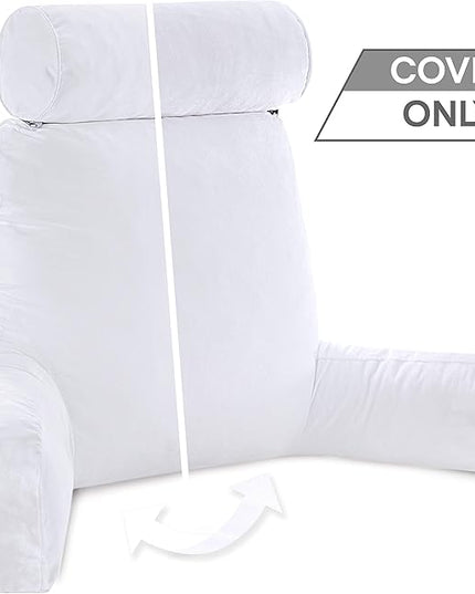 Husband Pillow XXL Cover Aspen - Reversible Micro Plush to Microsuede - Side and Back Pockets for The XXL Bed Rest Pillow - Convenient Handle for Carrying, White Dandelion - LeafyLoom