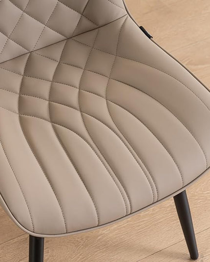YOUNUOKE Dining Chairs Set of 2 Mid Century Modern Kitchen Chair Comfortable Upholstered Faux Leather Dinner Chairs for Kitchen Dining Room, Khaki - LeafyLoom