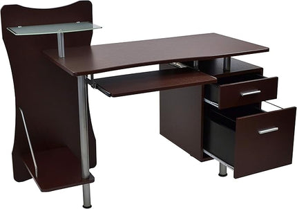 NicBex Laik-DW-00051-DX Desks, 51.25" W x 22.25" D x 39.5" H, Chocolate - LeafyLoom