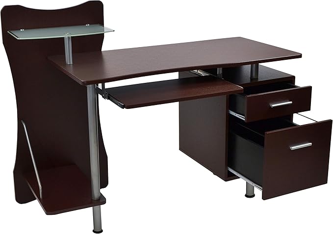 NicBex Laik-DW-00051-DX Desks, 51.25" W x 22.25" D x 39.5" H, Chocolate - LeafyLoom