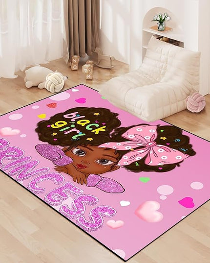 African American Rugs for Girls Room Black Girls Room Decor Rugs Princess Room Decor Rugs for Girls Bedroom Kids Rugs for Bedroom Girls Teen Living Room Soft Floor Mats, Pink, 2'×3' - LeafyLoom