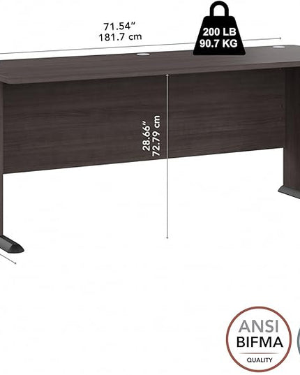 Bush Business Furniture Studio A Computer Desk, 6 Foot Gaming and Work Table for Home or Professional Office, 72W, Storm Gray - LeafyLoom