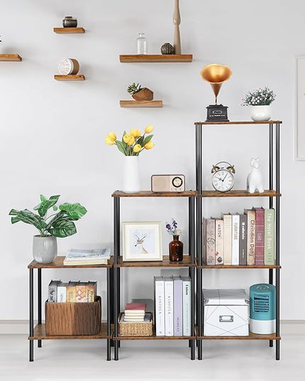 melos 4 Tier Bookshelf, Classically Tall Bookcase Shelf Storage Organizer, Modern Book Shelf for Bedroom, Living Room and Home Office - LeafyLoom