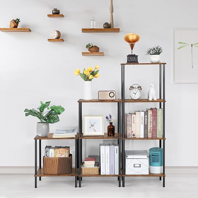 melos 4 Tier Bookshelf, Classically Tall Bookcase Shelf Storage Organizer, Modern Book Shelf for Bedroom, Living Room and Home Office - LeafyLoom