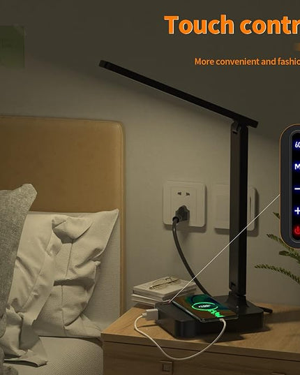 cozoo LED Desk Lamp,3 Lighting Modes Dimmable Table Lamp,Touch Control Table Desk Lamp with USB Charging Port,Auto Timer, for College Dorm, Home, Office,Study Lamp Desk Light(Black) - LeafyLoom