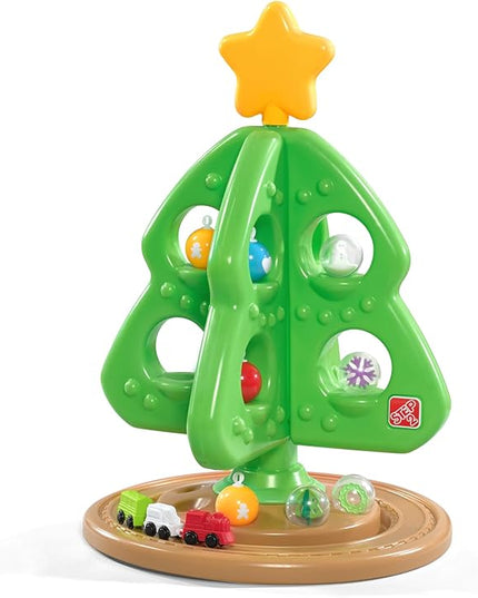 Step2 My First Christmas Tree for Kids, Interactive Christmas Tree Toy, Toddlers Ages 1.5+ Years Old, 12 Colorful Plastic Ornaments to Decorate, Mini Train Set Circles the Skirt - LeafyLoom