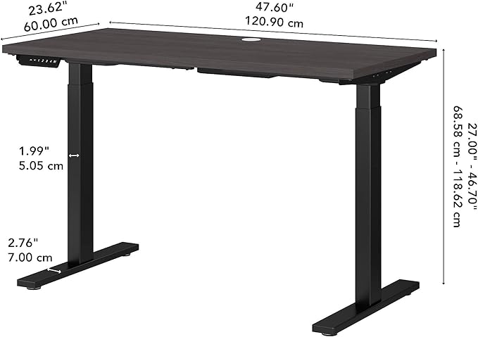 Bush Business Furniture Move 60 Electric Ergonomic Sit-Stand Computer Table for Home and Professional Office, 48W x 24D, Storm Gray - LeafyLoom