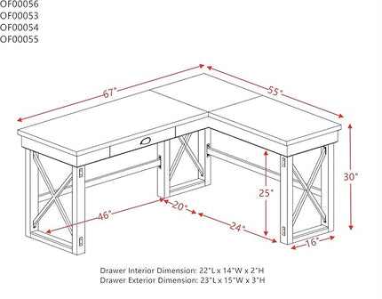 NicBex Kimberly-DW-00029-LWJ Home Office Desks, 67"x55"x30", Gray-1 - LeafyLoom