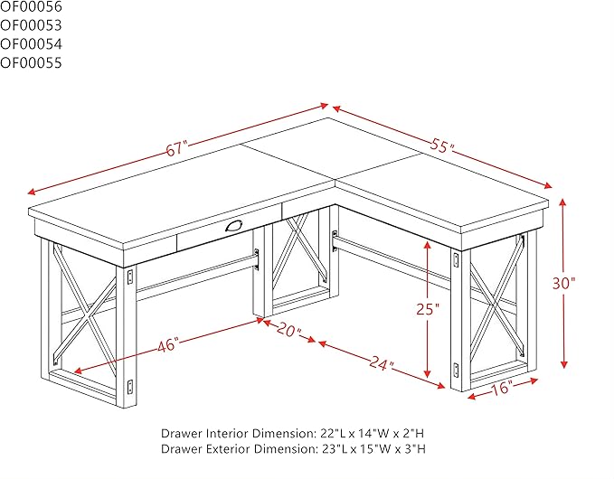 NicBex Kimberly-DW-00029-LWJ Home Office Desks, 67"x55"x30", Gray-1 - LeafyLoom