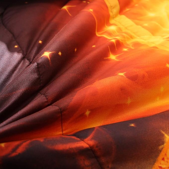 Btargot Twin Basketball and Fire Quilt Set Bedding Sets, 3D Sports Themed Bedding, All-Season Reversible Quilted Duvet, for Children Boy Girl Teen Kids - includes 1 Comforter, 2 Pillow Sham - LeafyLoom