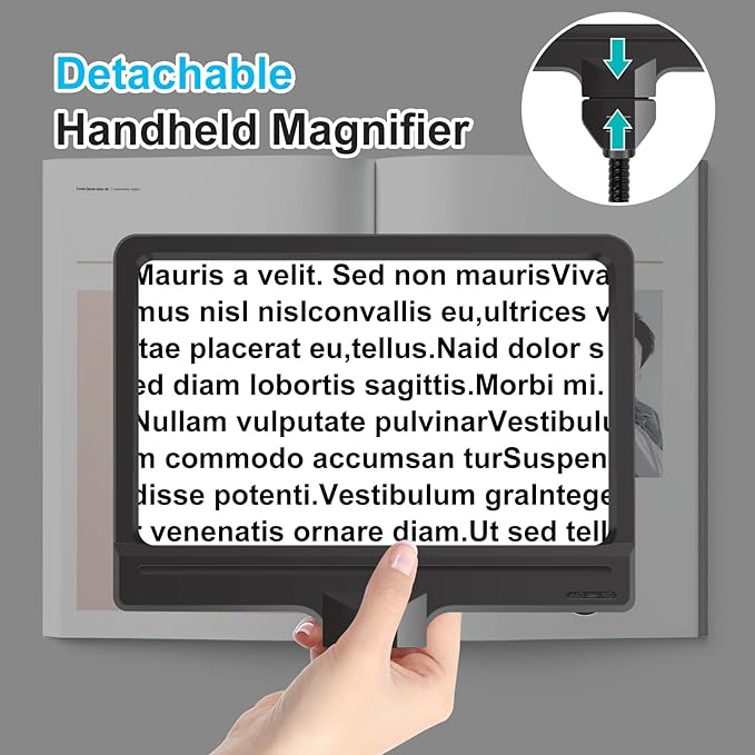 5X Magnifying Glass with Light and Stand, Adjustable Brightness Magnifying Floor Lamp, Gooseneck Arm Lighted Magnifier for Reading, Crafts and Close Work - LeafyLoom